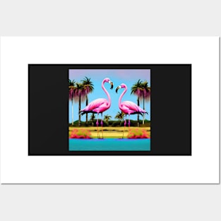 Pink Flamingos Pop Art Flamingo Miami Beach Vibrant Posters and Art